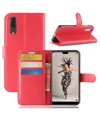 Rood Litchee Bookcase Hoesje Huawei P20