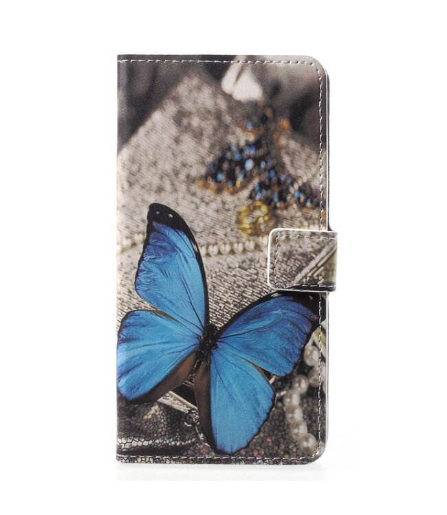 Blauwe vlinder Bookcase Hoesje Huawei P20