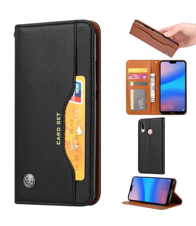 Zwart Bookcase Hoesje Huawei P20 Lite