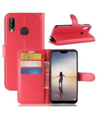 Rood Litchee Bookcase Hoesje Huawei P20 Lite