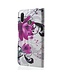 Paarse Bloem Bookcase Hoesje Huawei P20 Lite