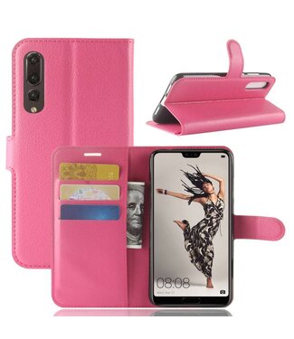 Roze Litchee Bookcase Hoesje Huawei P20 Pro