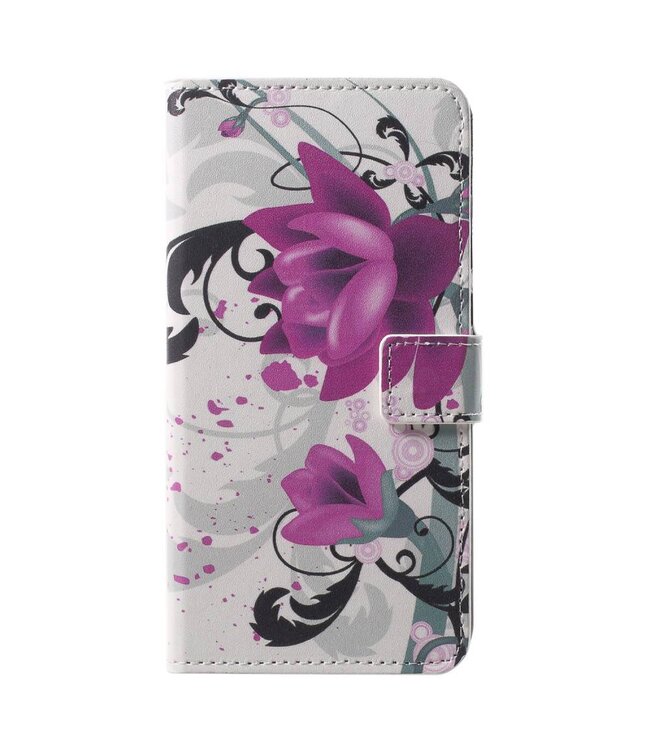 Paarse Bloem Bookcase Hoesje Huawei P20 Pro