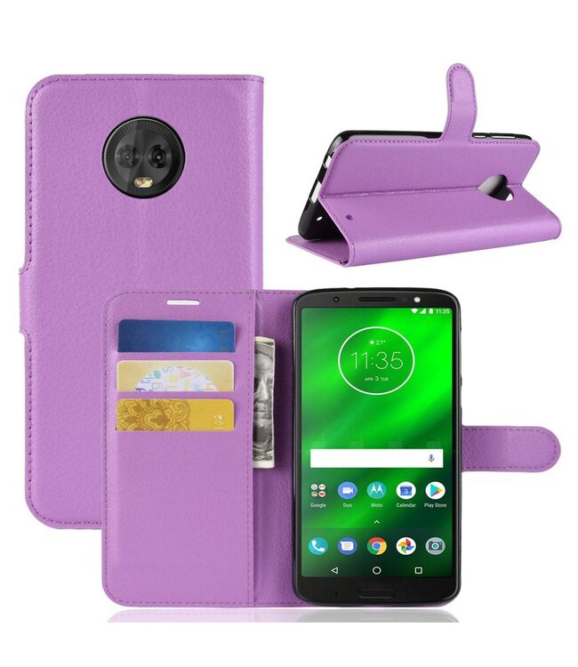 Paars Litchee Bookcase Hoesje Motorola Moto G6 Plus