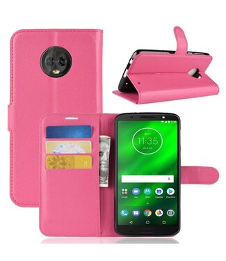 Roze Litchee Bookcase Hoesje Motorola Moto G6 Plus