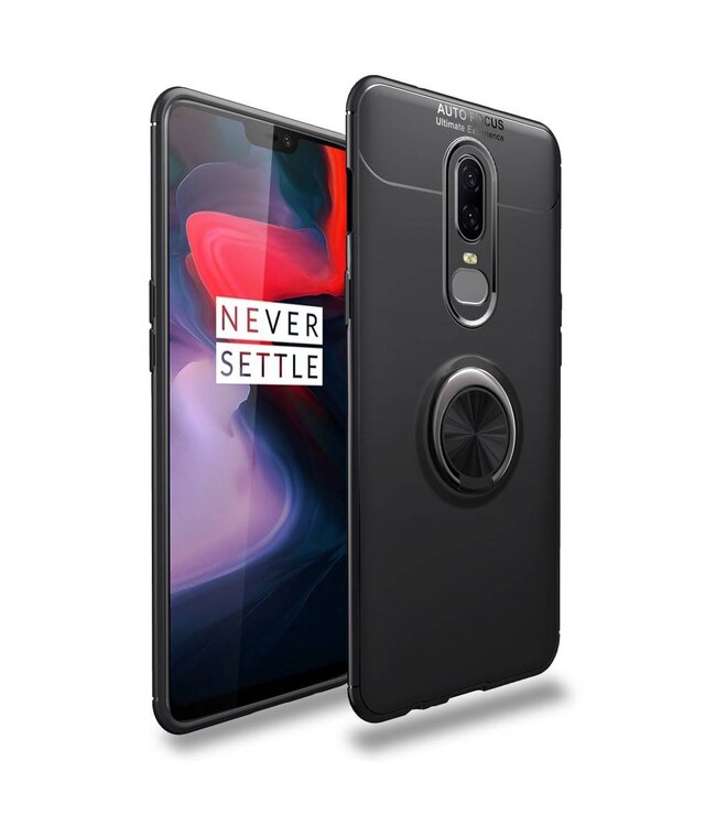 Zwart Ring Hybrid Hoesje voor de OnePlus 6