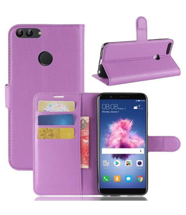 Paars Litchee Bookcase Hoesje voor de Huawei P Smart