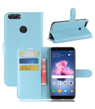 Lichtblauw Litchee Bookcase Hoesje Huawei P Smart