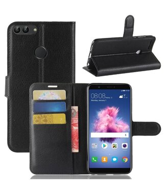 Zwart Litchee Bookcase Hoesje Huawei P Smart