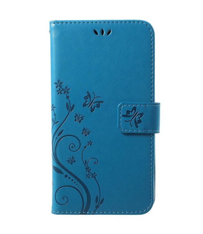 Blauw Vlinder Bookcase Hoesje voor de Huawei P Smart