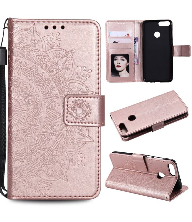 Rose Goud Mandala Bookcase Hoesje voor de Huawei P Smart