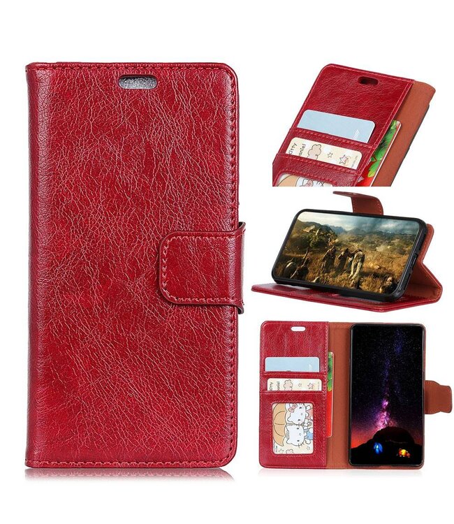 Rood Split Leren Bookcase Hoesje voor de Samsung Galaxy Xcover 4 / 4S