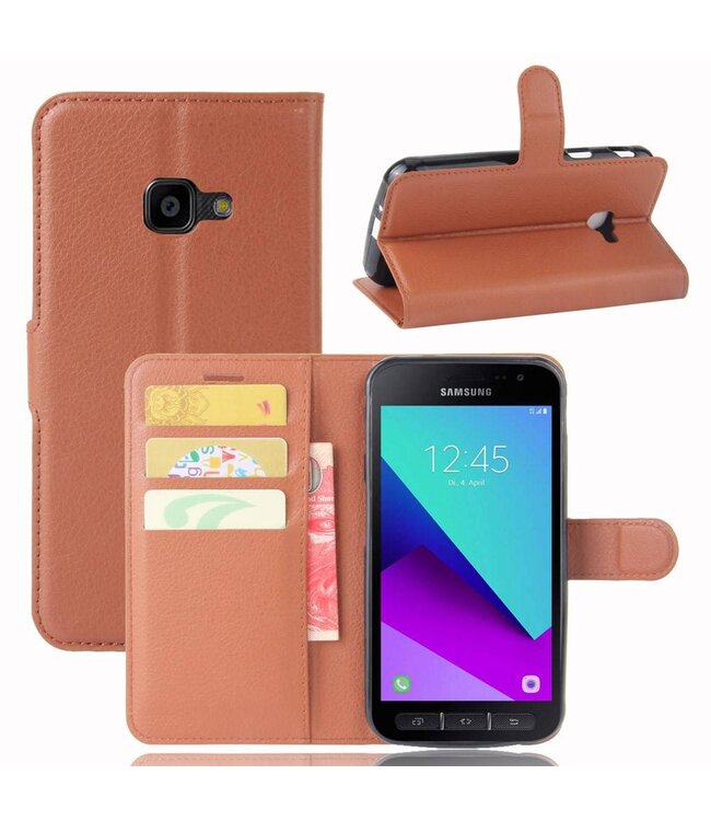 Bruin Litchee Bookcase Hoesje voor de Samsung Galaxy Xcover 4 / 4S