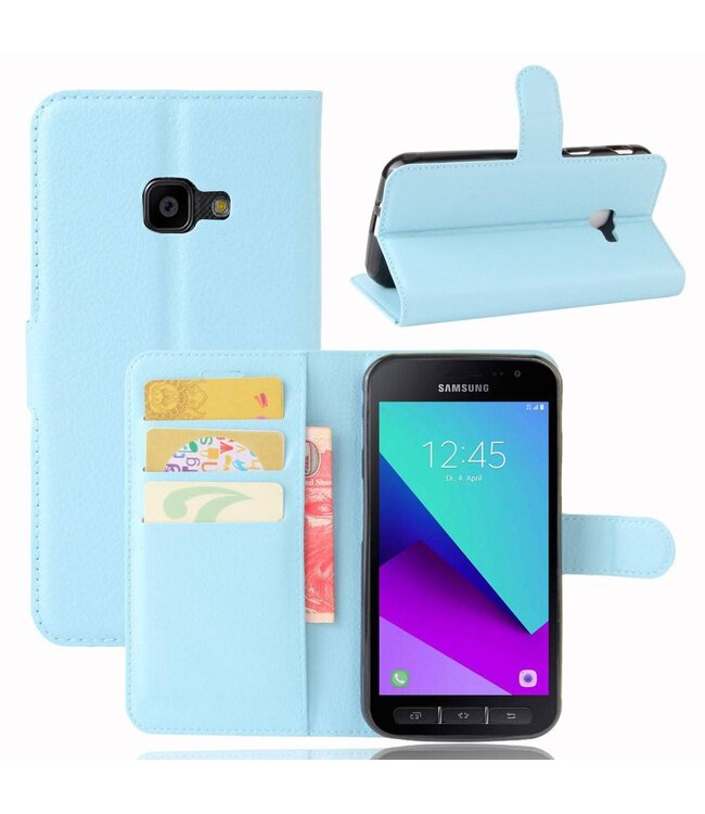 Blauw Litchee Bookcase Hoesje voor de Samsung Galaxy Xcover 4 / 4S