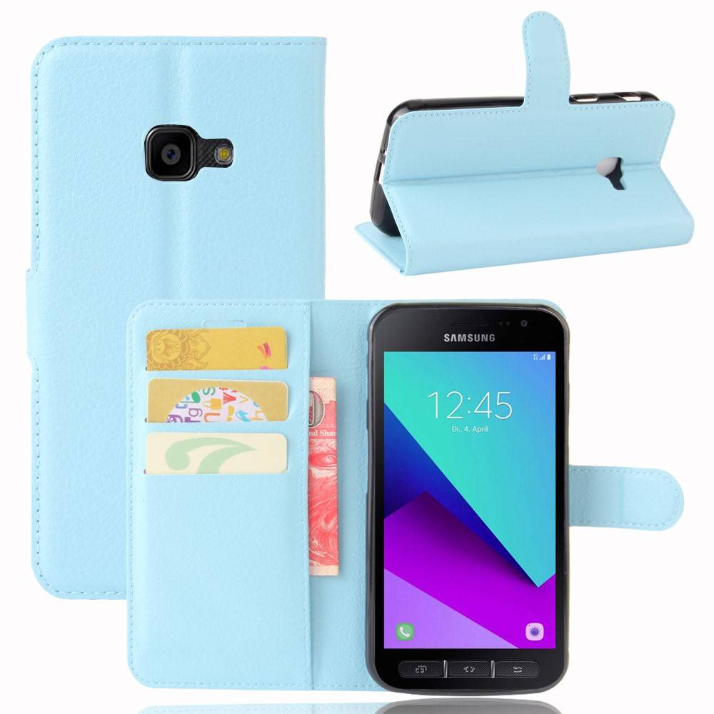 Blauw Litchee Bookcase Hoesje Samsung Galaxy Xcover 4S - Telefoonhoesjes kopen? Bestel Telefoonhoesjestore.nl!