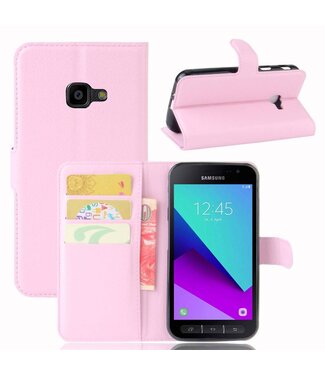 Lichtroze Litchee Bookcase Hoesje Samsung Galaxy Xcover 4 / 4S