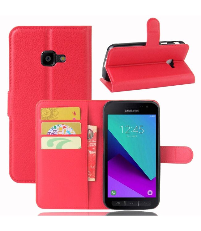 Rood Litchee Bookcase Hoesje voor de Samsung Galaxy Xcover 4 / 4S