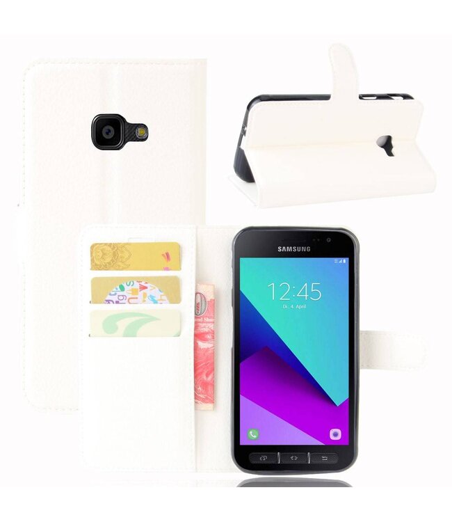 Wit Litchee Bookcase Hoesje voor de Samsung Galaxy Xcover 4 / 4S