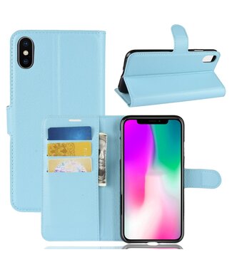 Blauw Litchee Bookcase Hoesje iPhone Xr