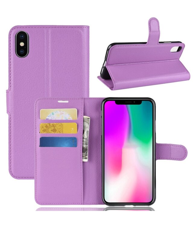 Paars Litchee Bookcase Hoesje voor de iPhone Xr