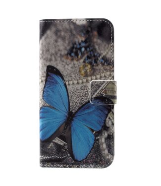 Blauwe Vlinder Bookcase Hoesje iPhone XS