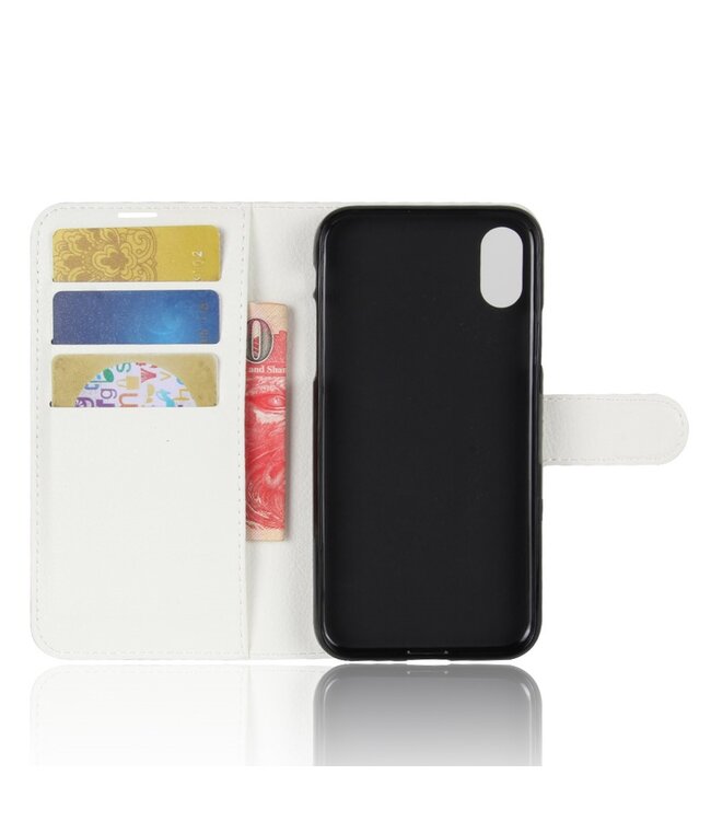 Wit Litchee Bookcase Hoesje voor de iPhone XS