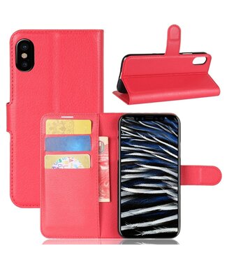Rood Litchee Bookcase Hoesje iPhone XS