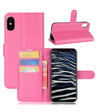 Roze Litchee Bookcase Hoesje iPhone XS