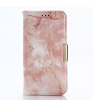 Roze Marmer Bookcase Hoesje iPhone XS