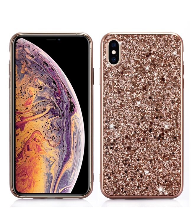 Roze / Goud Glitters TPU Hoesje voor de iPhone XS Max