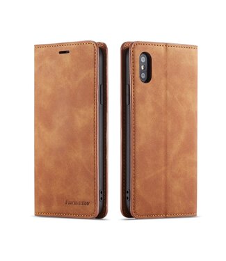 Forwenw Bruin Bookcase Hoesje iPhone XS Max