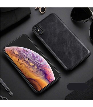 X-Level Zwart Lederen Backcover Hoesje iPhone XS Max