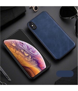 X-Level Blauw Lederen Backcover Hoesje iPhone XS Max