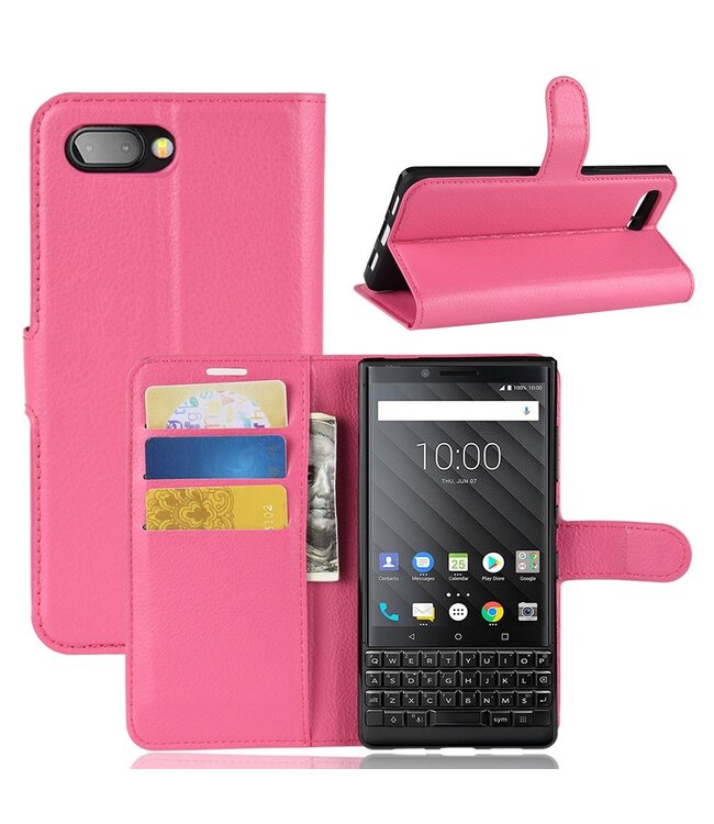 Roze Litchee Bookcase Hoesje voor de Blackberry Key2