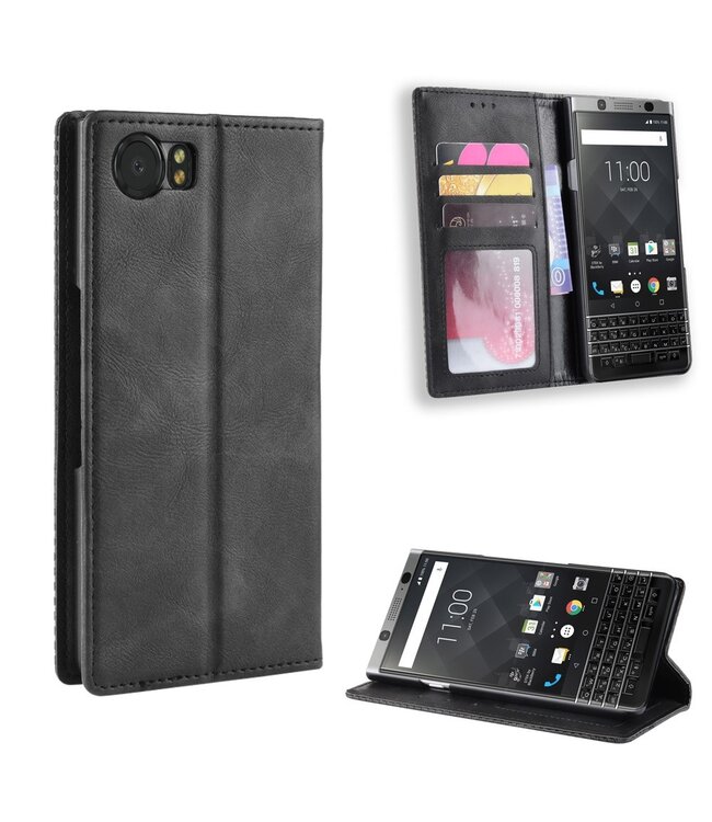 Zwart Bookcase Hoesje voor de Blackberry KeyOne