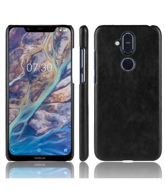 Zwart Litchee Hardcase Hoesje voor de Nokia 8.1