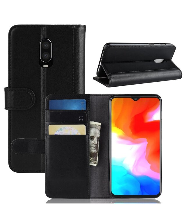 Zwart Bookcase Hoesje voor de OnePlus 6T