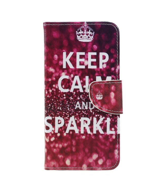 Keep Calm And Sparkle Bookcase Hoesje voor de Samsung Galaxy A7 (2018)