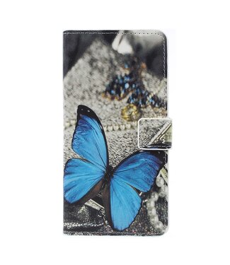 Blauwe Vlinder Bookcase Hoesje Samsung Galaxy A7 (2018)