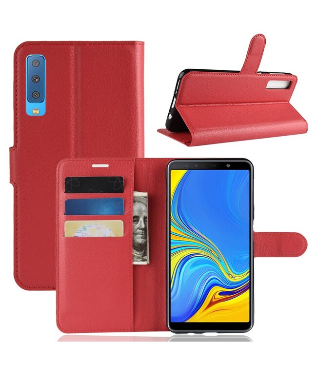 Rood Lychee Bookcase Hoesje voor de Samsung Galaxy A7 (2018)