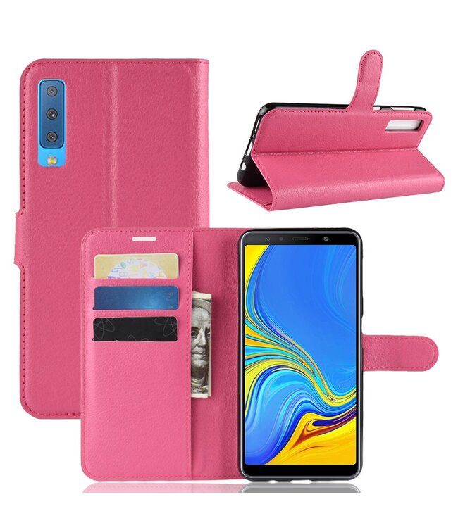 Roze Lychee Bookcase Hoesje voor de Samsung Galaxy A7 (2018)
