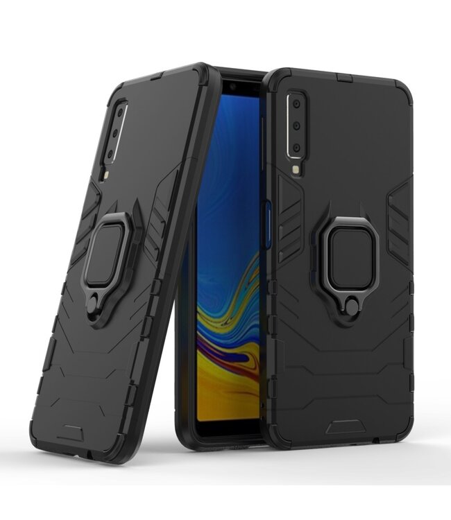 Zwart Kickstand Hybrid Hoesje voor de Samsung Galaxy A7 (2018)