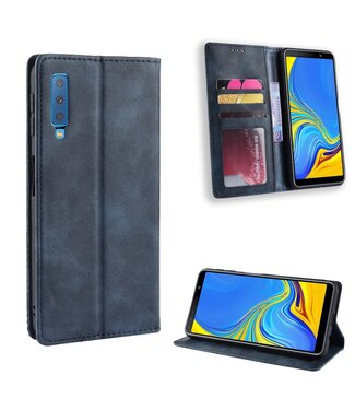 Blauw Vintage Bookcase Hoesje Samsung Galaxy A7 (2018)