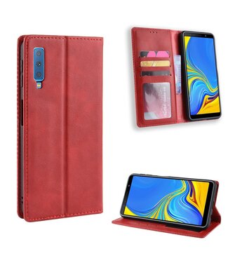 Rood Vintage Bookcase Hoesje Samsung Galaxy A7 (2018)
