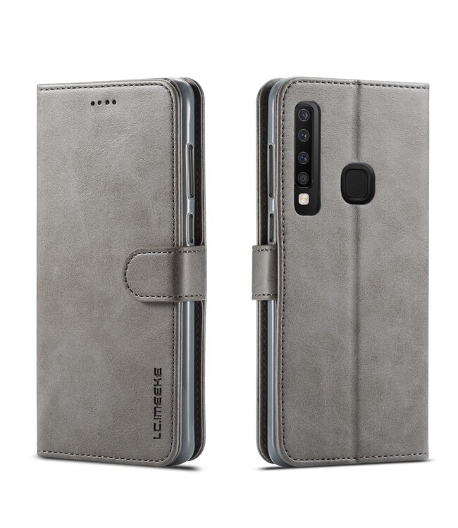 LC.IMEEKE LC.IMEEKE Grijs Bookcase Hoesje voor de Samsung Galaxy A9 (2018)