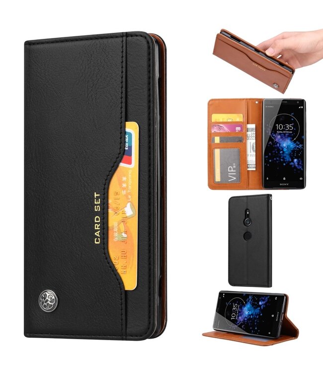 Zwart Bookcase Hoesje voor de Sony Xperia XZ3