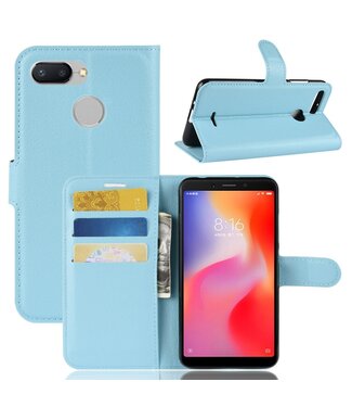 Blauw Litchee Bookcase Hoesje Xiaomi Redmi 6