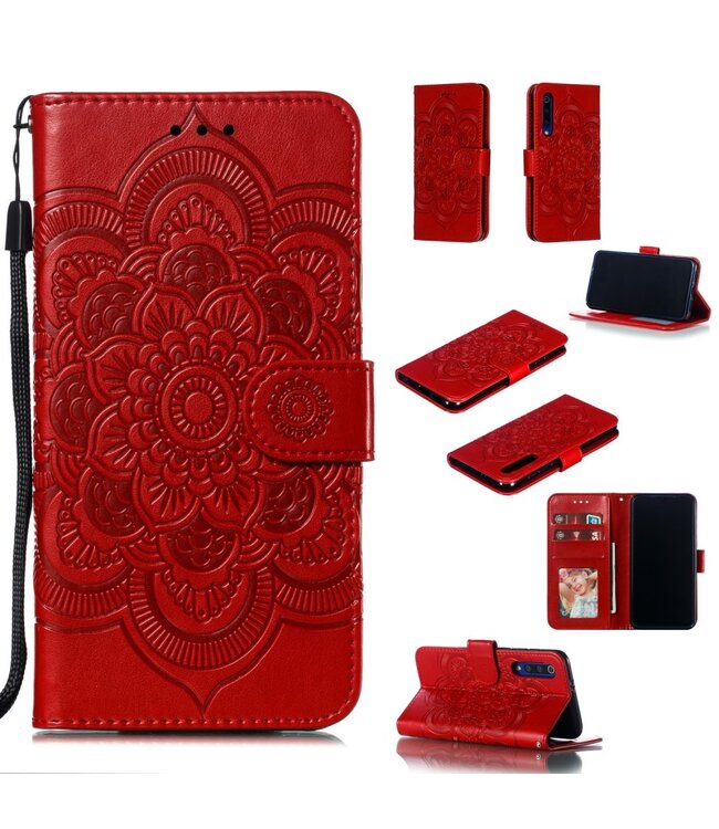 Rood Mandala Bookcase Hoesje voor de Xiaomi Mi 9 SE