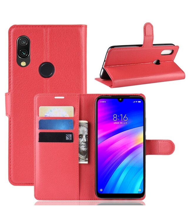 Rood Bookcase Hoesje voor de Xiaomi Redmi 7