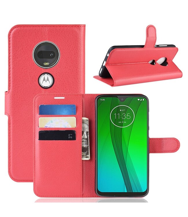 Rood Bookcase Hoesje voor de Motorola Moto G7